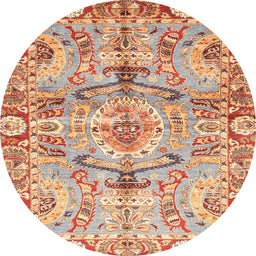 Round Machine Washable Abstract Red Rug, wshabs3359