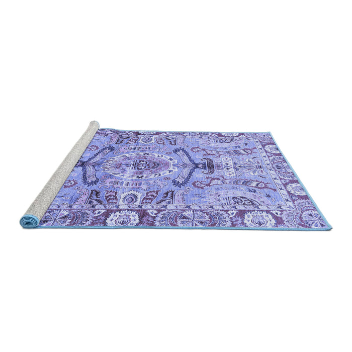 Sideview of Machine Washable Abstract Blue Modern Rug, wshabs3359blu