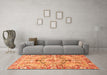 Machine Washable Abstract Orange Modern Area Rugs in a Living Room, wshabs3359org