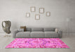 Machine Washable Abstract Pink Modern Rug in a Living Room, wshabs3359pnk