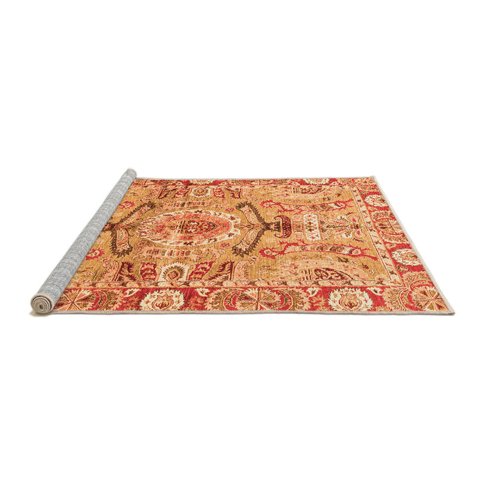 Sideview of Machine Washable Abstract Orange Modern Area Rugs, wshabs3359org