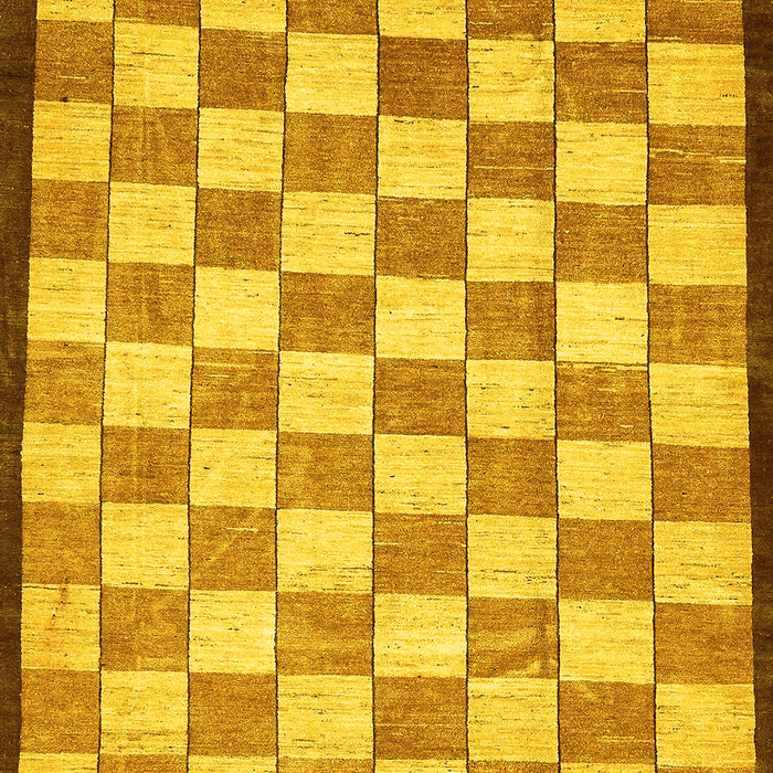 Machine Washable Checkered Yellow Modern Rug, wshabs335yw