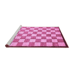 Sideview of Machine Washable Checkered Purple Modern Area Rugs, wshabs335pur