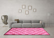 Machine Washable Checkered Pink Modern Rug in a Living Room, wshabs335pnk