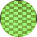 Round Machine Washable Checkered Green Modern Area Rugs, wshabs335grn