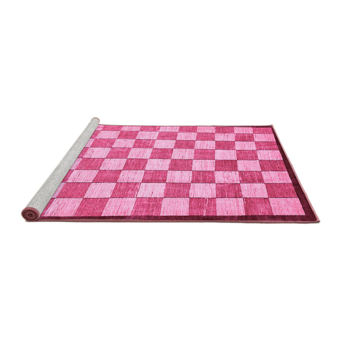 Sideview of Machine Washable Checkered Pink Modern Rug, wshabs335pnk