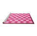 Sideview of Machine Washable Checkered Pink Modern Rug, wshabs335pnk