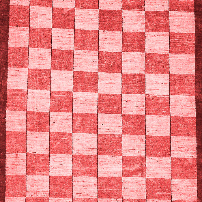 Machine Washable Checkered Red Modern Rug, wshabs335red