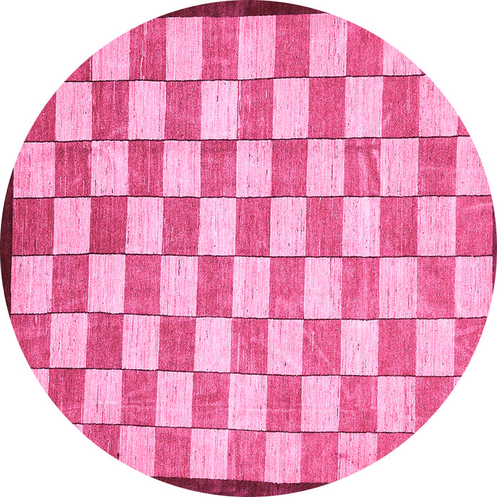 Round Checkered Pink Modern Rug, abs335pnk