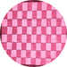 Round Checkered Pink Modern Rug, abs335pnk