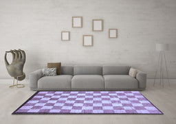 Machine Washable Checkered Blue Modern Rug in a Living Room, wshabs335blu