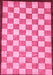 Machine Washable Checkered Pink Modern Rug, wshabs335pnk