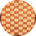 Round Machine Washable Checkered Orange Modern Area Rugs, wshabs335org