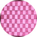 Round Machine Washable Checkered Purple Modern Area Rugs, wshabs335pur