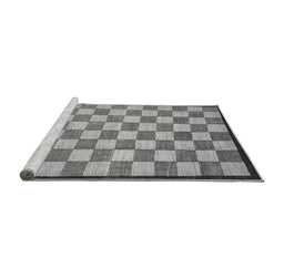 Sideview of Machine Washable Checkered Gray Modern Rug, wshabs335gry