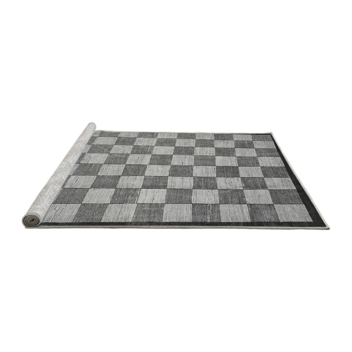 Sideview of Machine Washable Checkered Gray Modern Rug, wshabs335gry