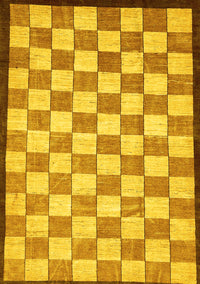 Checkered Yellow Modern Rug, abs335yw