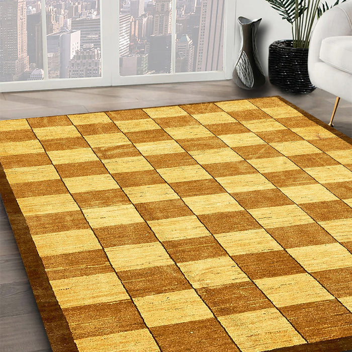 Abstract Sedona Brown Checkered Rug in Family Room, abs335