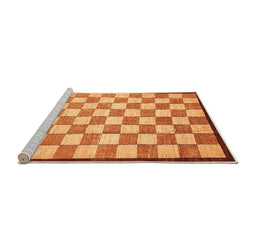 Sideview of Machine Washable Checkered Orange Modern Area Rugs, wshabs335org