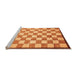 Sideview of Machine Washable Checkered Orange Modern Area Rugs, wshabs335org