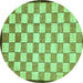 Round Checkered Turquoise Modern Rug, abs335turq