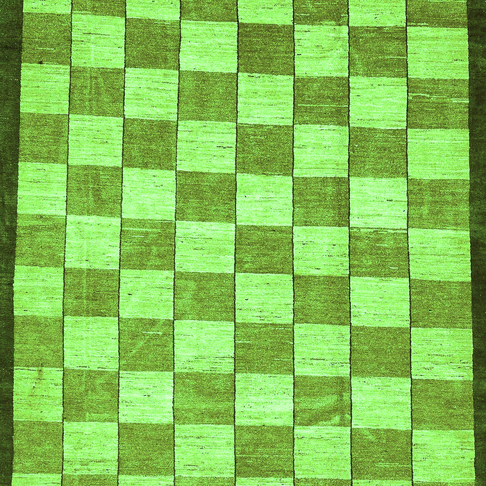 Machine Washable Checkered Green Modern Area Rugs, wshabs335grn