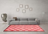 Machine Washable Checkered Red Modern Rug, wshabs335red