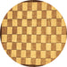 Round Machine Washable Checkered Brown Modern Rug, wshabs335brn