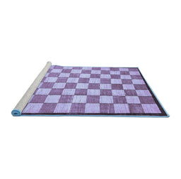 Sideview of Machine Washable Checkered Blue Modern Rug, wshabs335blu