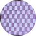 Round Checkered Blue Modern Rug, abs335blu