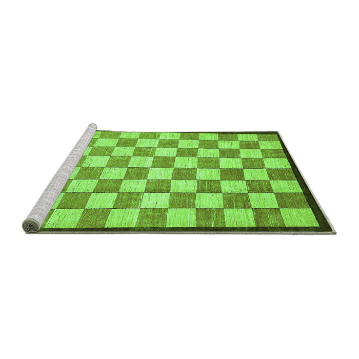 Sideview of Machine Washable Checkered Green Modern Area Rugs, wshabs335grn