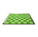Sideview of Machine Washable Checkered Green Modern Area Rugs, wshabs335grn