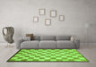 Machine Washable Checkered Green Modern Area Rugs in a Living Room,, wshabs335grn