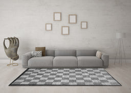 Machine Washable Checkered Gray Modern Rug in a Living Room,, wshabs335gry