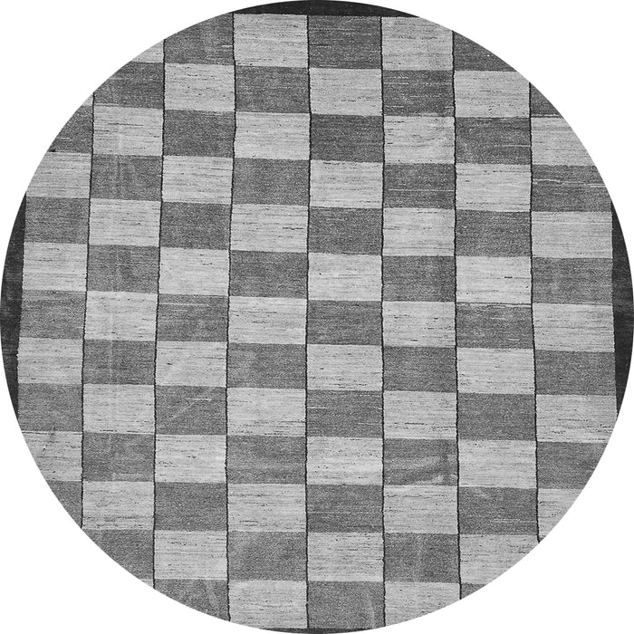 Round Machine Washable Checkered Gray Modern Rug, wshabs335gry