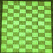 Square Machine Washable Checkered Green Modern Area Rugs, wshabs335grn