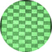 Round Machine Washable Checkered Emerald Green Modern Area Rugs, wshabs335emgrn