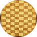 Round Abstract Sedona Brown Checkered Rug, abs335