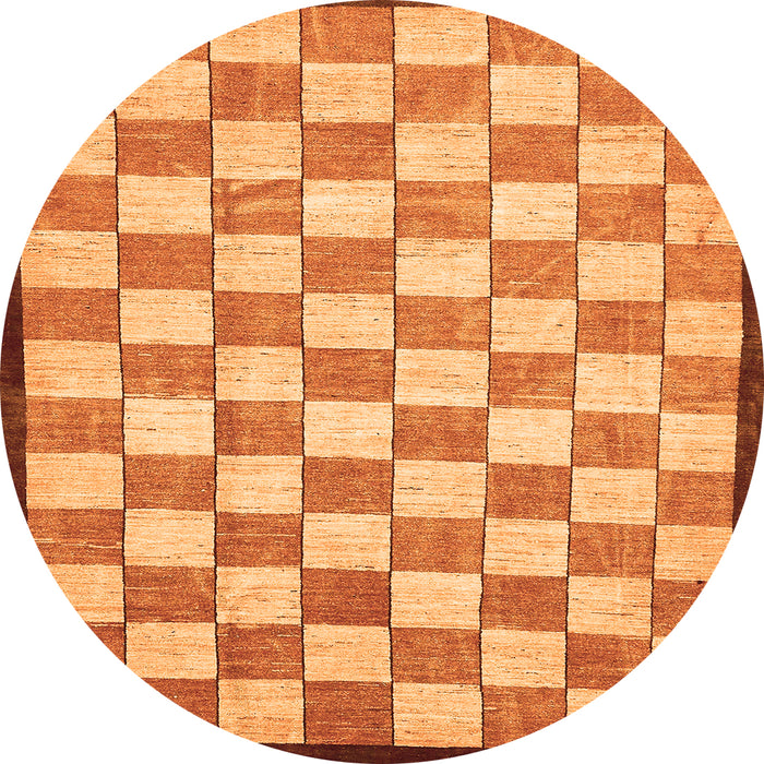 Round Checkered Orange Modern Rug, abs335org