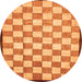 Round Checkered Orange Modern Rug, abs335org