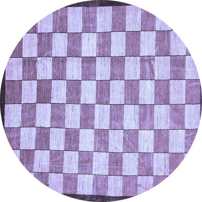Round Machine Washable Checkered Blue Modern Rug, wshabs335blu
