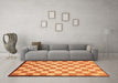 Machine Washable Checkered Orange Modern Area Rugs in a Living Room, wshabs335org