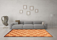 Machine Washable Checkered Orange Modern Rug, wshabs335org