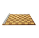 Sideview of Machine Washable Checkered Brown Modern Rug, wshabs335brn