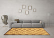 Machine Washable Checkered Brown Modern Rug in a Living Room,, wshabs335brn