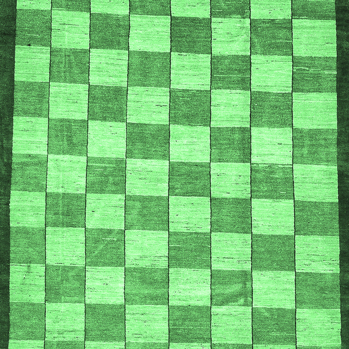 Machine Washable Checkered Emerald Green Modern Area Rugs, wshabs335emgrn