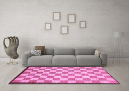 Machine Washable Checkered Purple Modern Area Rugs in a Living Room, wshabs335pur