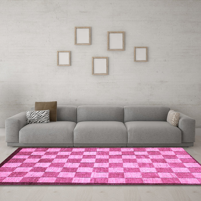 Machine Washable Checkered Purple Modern Area Rugs in a Living Room, wshabs335pur