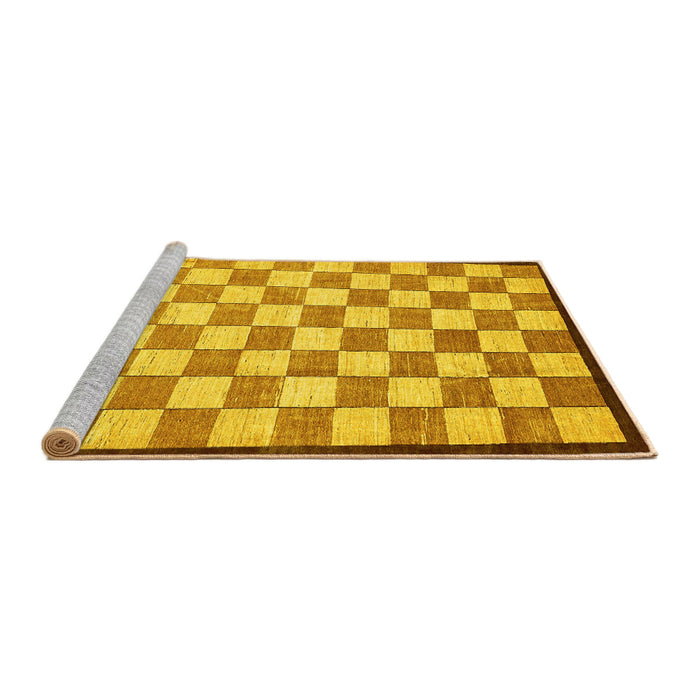 Sideview of Machine Washable Checkered Yellow Modern Rug, wshabs335yw