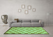 Machine Washable Checkered Turquoise Modern Area Rugs in a Living Room,, wshabs335turq